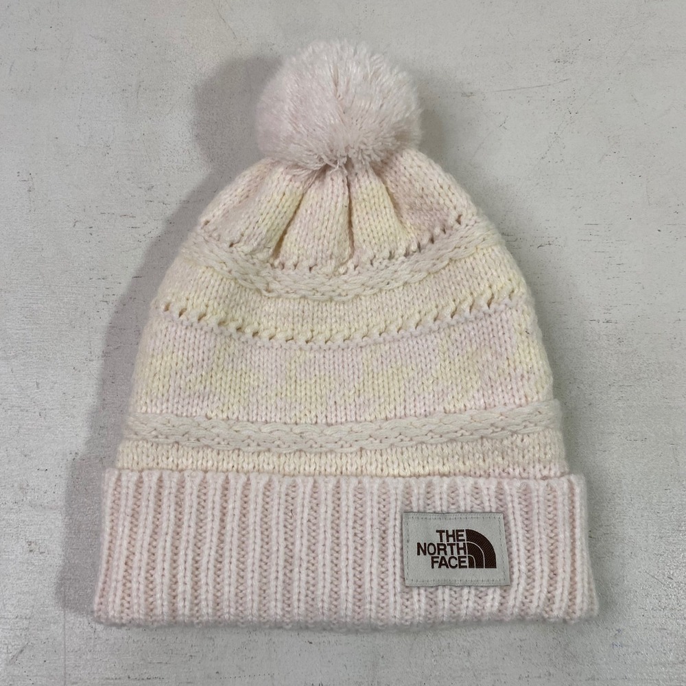 The North Face Cream Cable Knit Pom Pom Beanie Hat One Size Unisex Toboggan
